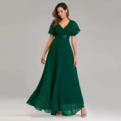 Women's Long Dresses Elegant Green Tulle Evening Dress with Sequins Plus Size Formal Party Gown