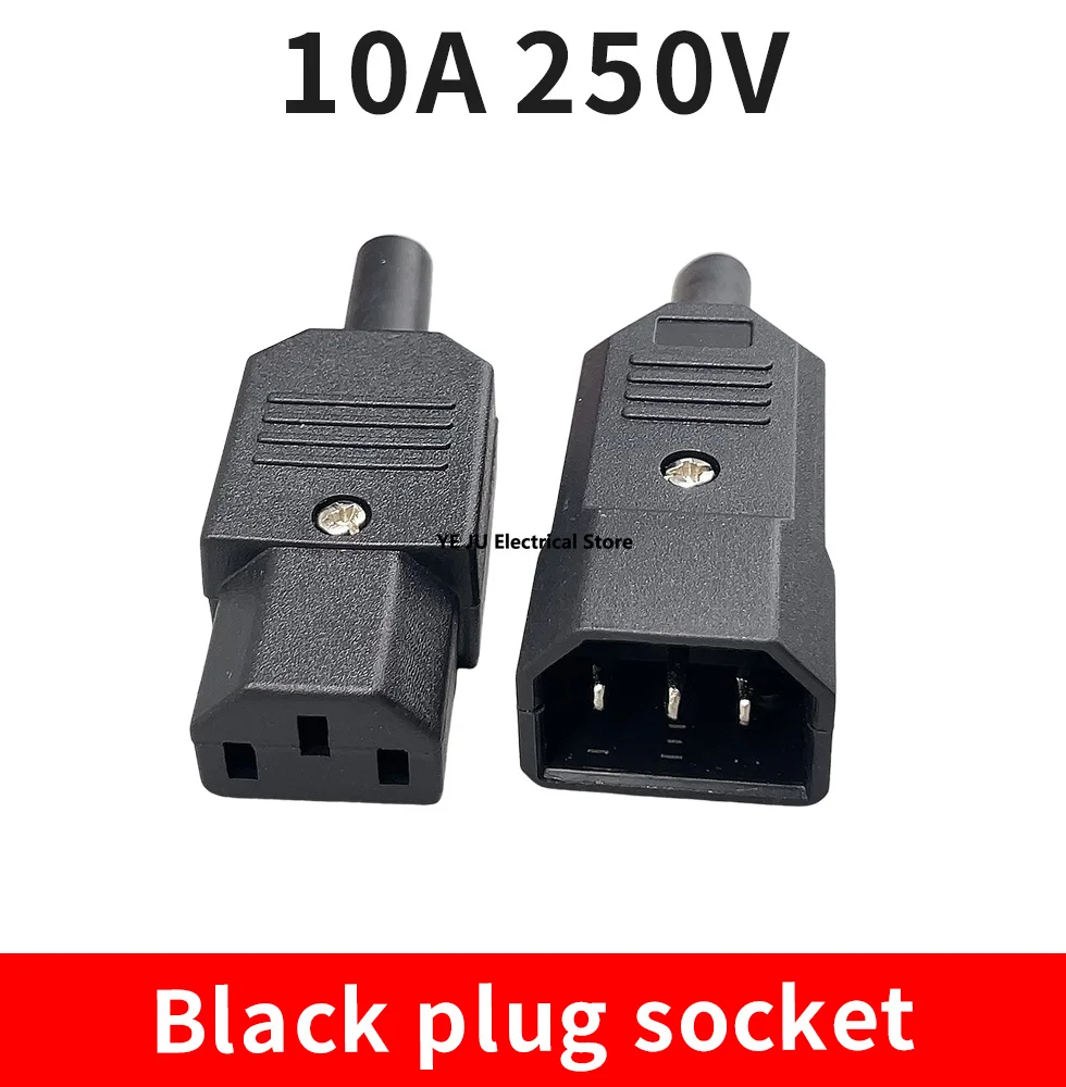 New Wholesale Price 10A 250V Black IEC C13 Male Plug Rewirable Power Connector 3 pin ac Socket