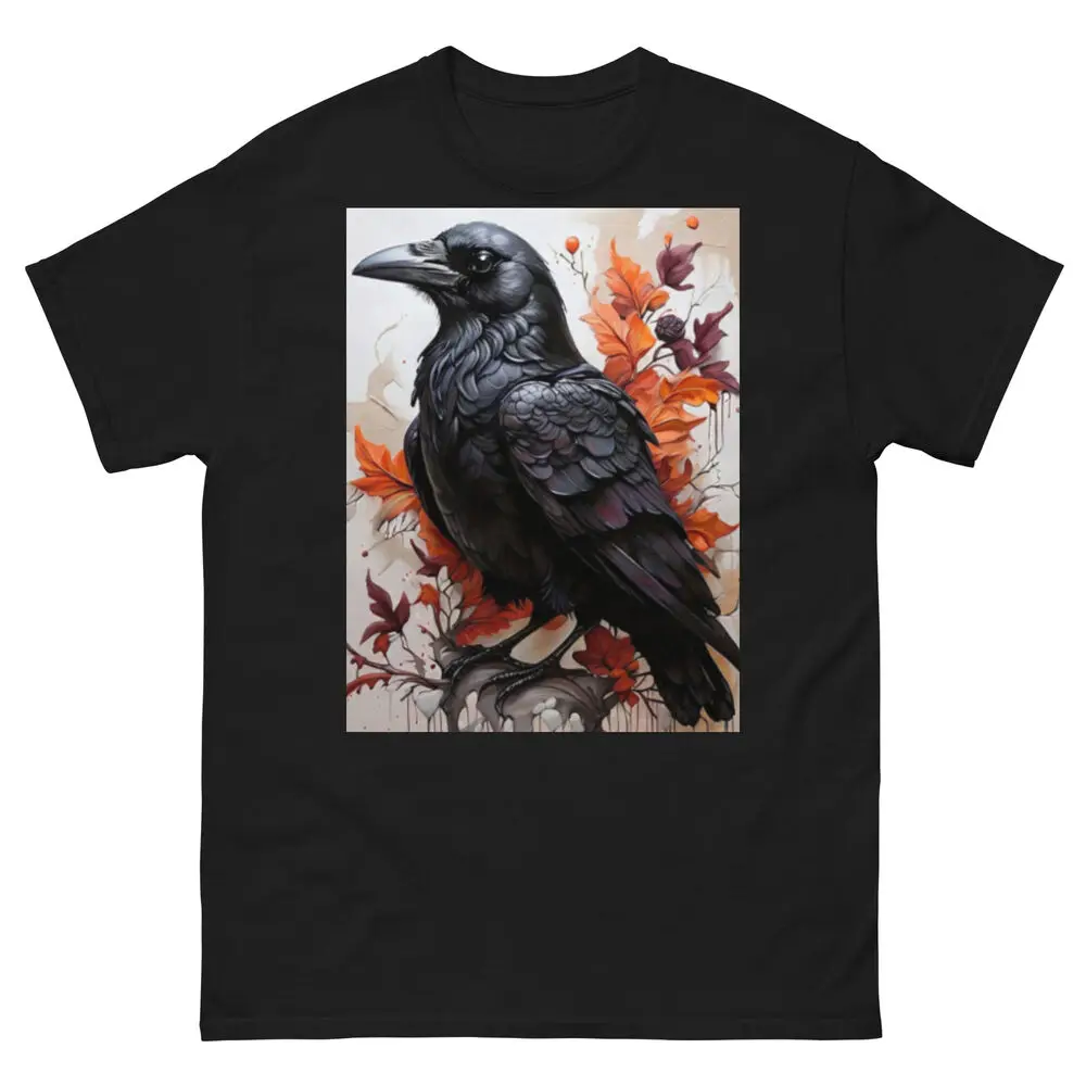 Black Raven Acrylic Paintings T-shirt For Men Women Summer Tees Cotton Luxury Brand Vintage Oversized