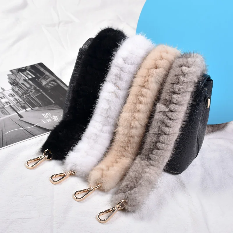 Besfilin Real Mink Fur Metal Bag Chain, Handle Strap, Shoulder Strap Replacement, Crossbody, Luxury, Versatile Fashion