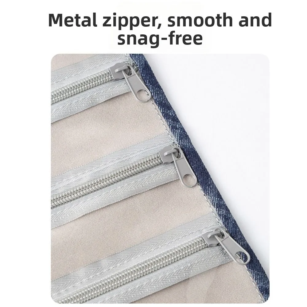 

9/18 Grids Jewelry Display Bag Portable Roll Up Bangle Protective Bag Large Capacity Delicate Necklaces Storage Pouch