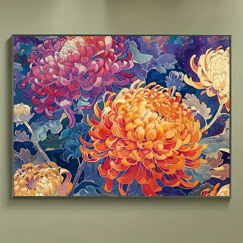 

500/1000/1200/2000PCS Puzzle Exquisite Colored Chrysanthemums Jigsaw Modern Home Decor Gift