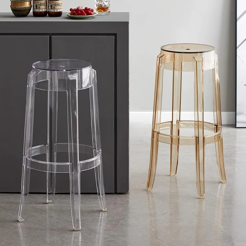 wholesale Nordic transparent acrylic chair bar crystal high stool fashion round stool modern minimalist plastic bar stool