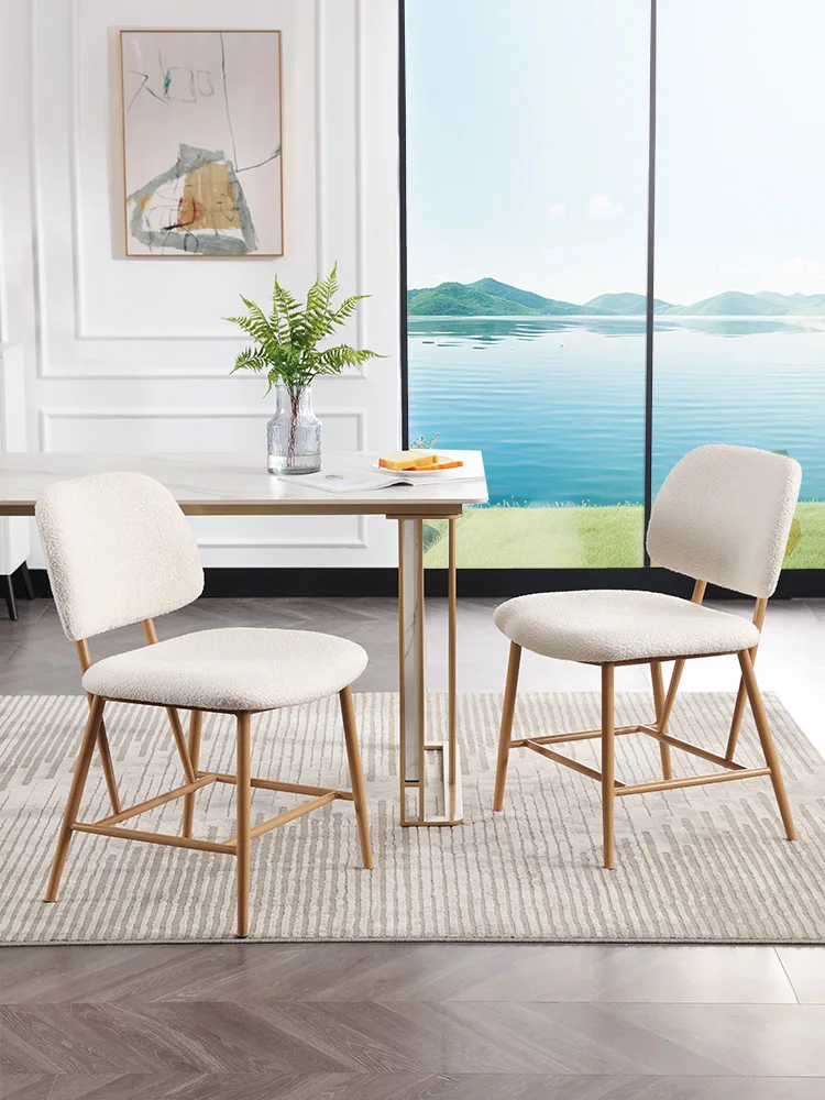 Modern Dining Chairs Set of 2, Boucle Fabric Chairs with Faux Wood Legs, Armless Accent Chairs High Load Bearing