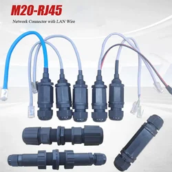 IP68 RJ45 Network Connector with LAN Wire M20 Waterproof Ethernet Retardant Terminal Connectors Quickly rj45 Panel Plugs with DC