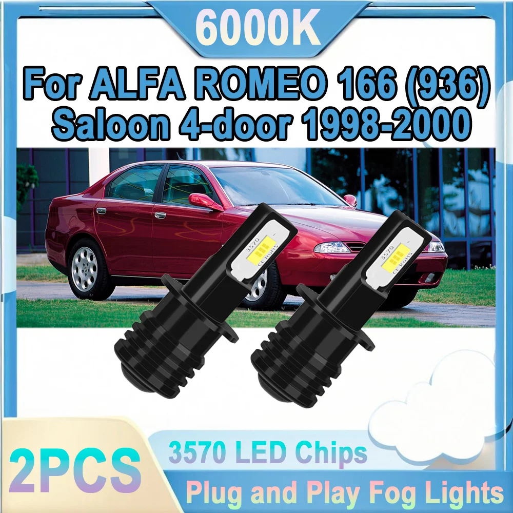 2PCS 3570 CSP Chips Faros Antiniebla Delanteros 90W Plug and Play 6000K Blanco 12V Para ALFA ROMEO 166 (936) Sedán 4 puertas 1998-2000