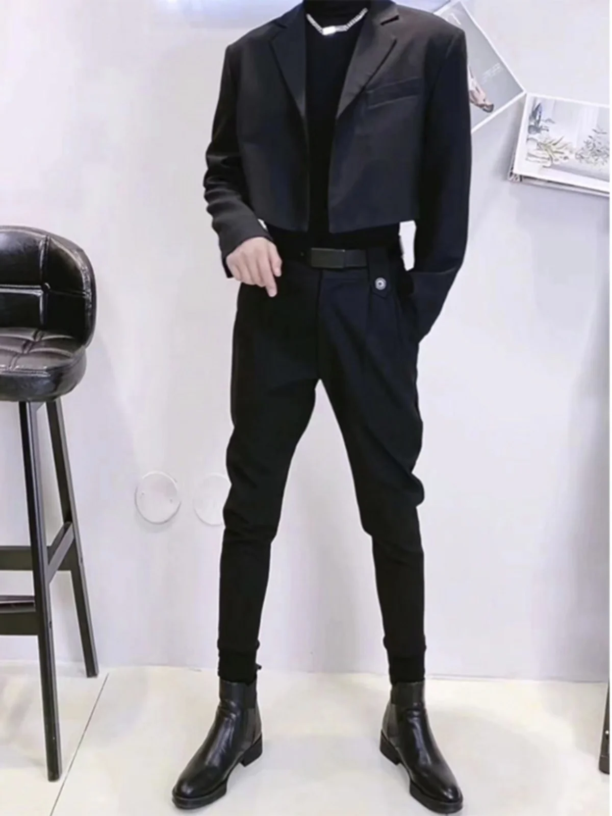 

Faionable ort Мужской белый маленький вестерн Sle Slim Fit на одной пуговице Корейская версия Haome Комплект из двух предметов Повседневный весенний ...