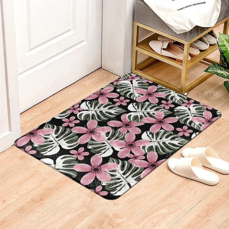 House entrance carpet Home door mat Living Room Bath Foot bathroom non-slip water absorption rugs bath green plant leaf decor