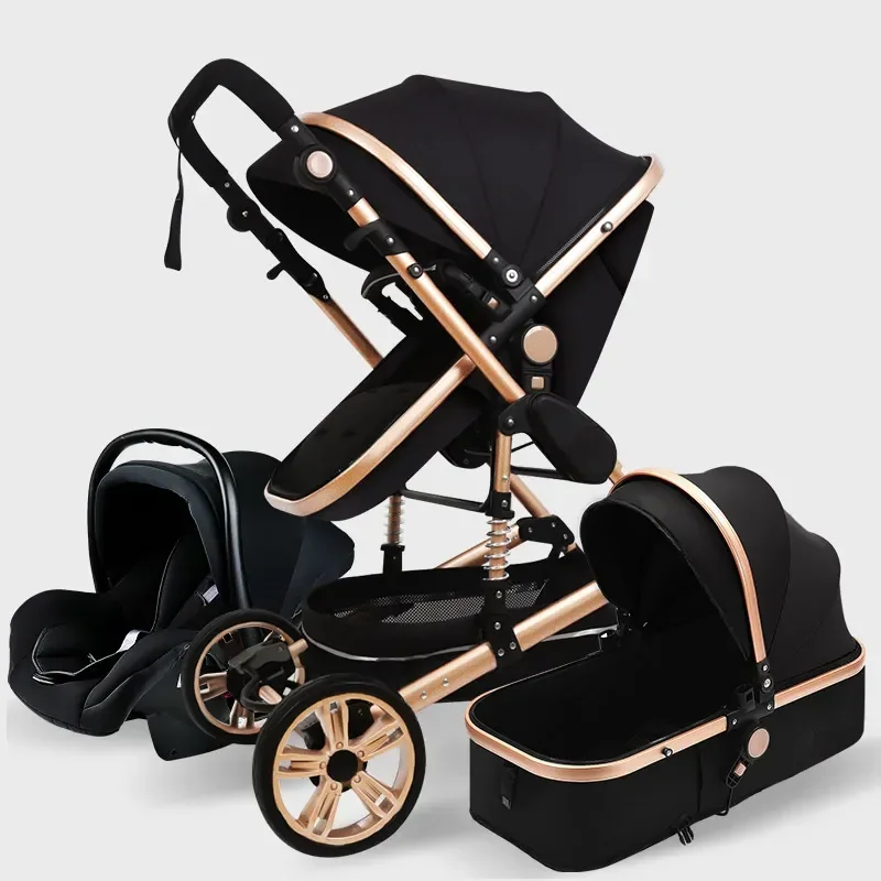 High Landscape Baby Stroller 3 in 1 With Car Seat Pink Stroller Luxury Travel Pram Car seat and Stroller Baby Carrier Pushchair