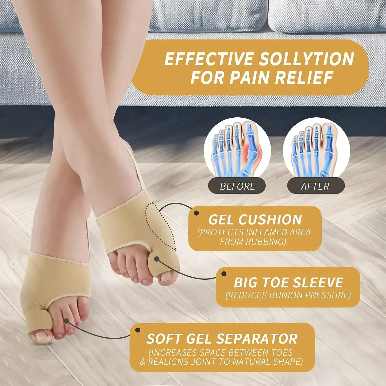 Bunion Pads Comfortable Bunion Correcto Big Toe Straightener Bunion Splint Spread and Stretch for Hallux Valgus Bunion Support