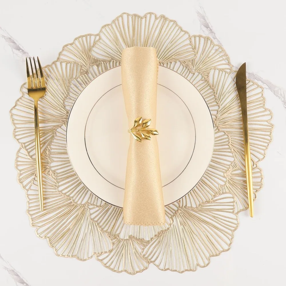 round placemats pressed vinyl metallic flower place mats set of 6 heat resistant dining table mats gold placemat for wedding par