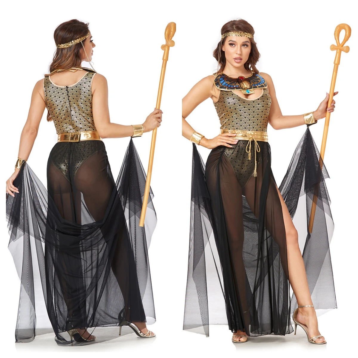 

Сексуальный костюм королевы на Хэллоуин, большой размер, длинный плащ золотого королевы, мифологический всевидящий глаз, экзотический этнический Sle, женская мода