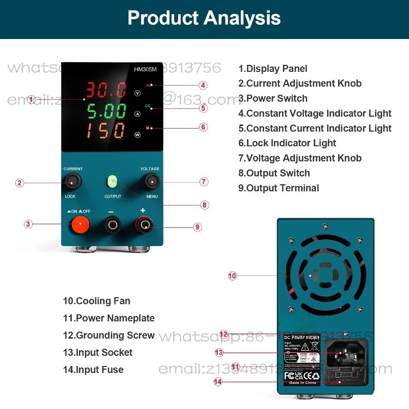 DC regulated power supply 30V5A adjustable digital display mini portable mobile phone notebook maintenance power supply