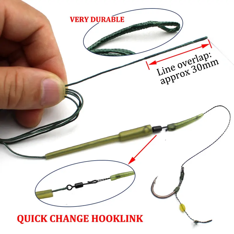carp fishing hook links Carp Fishing Accessories Ready Tied Carp Rigs Quick Change Hooklink Carp  Fishing Hook Line Sleeves Tube For Carp Fishing Tackle