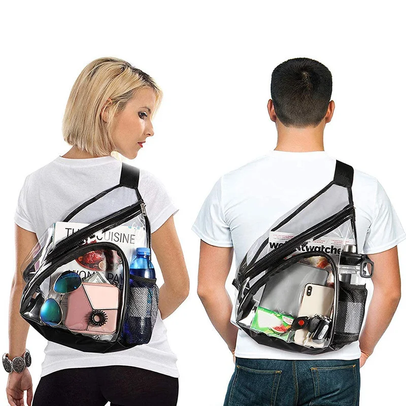 Casual Clear Chest Bag Women Men Waterproof Transparent PVC Crossbody Travel Pouch Outdoor Sports Phone Sling Shoulder Bag XA578