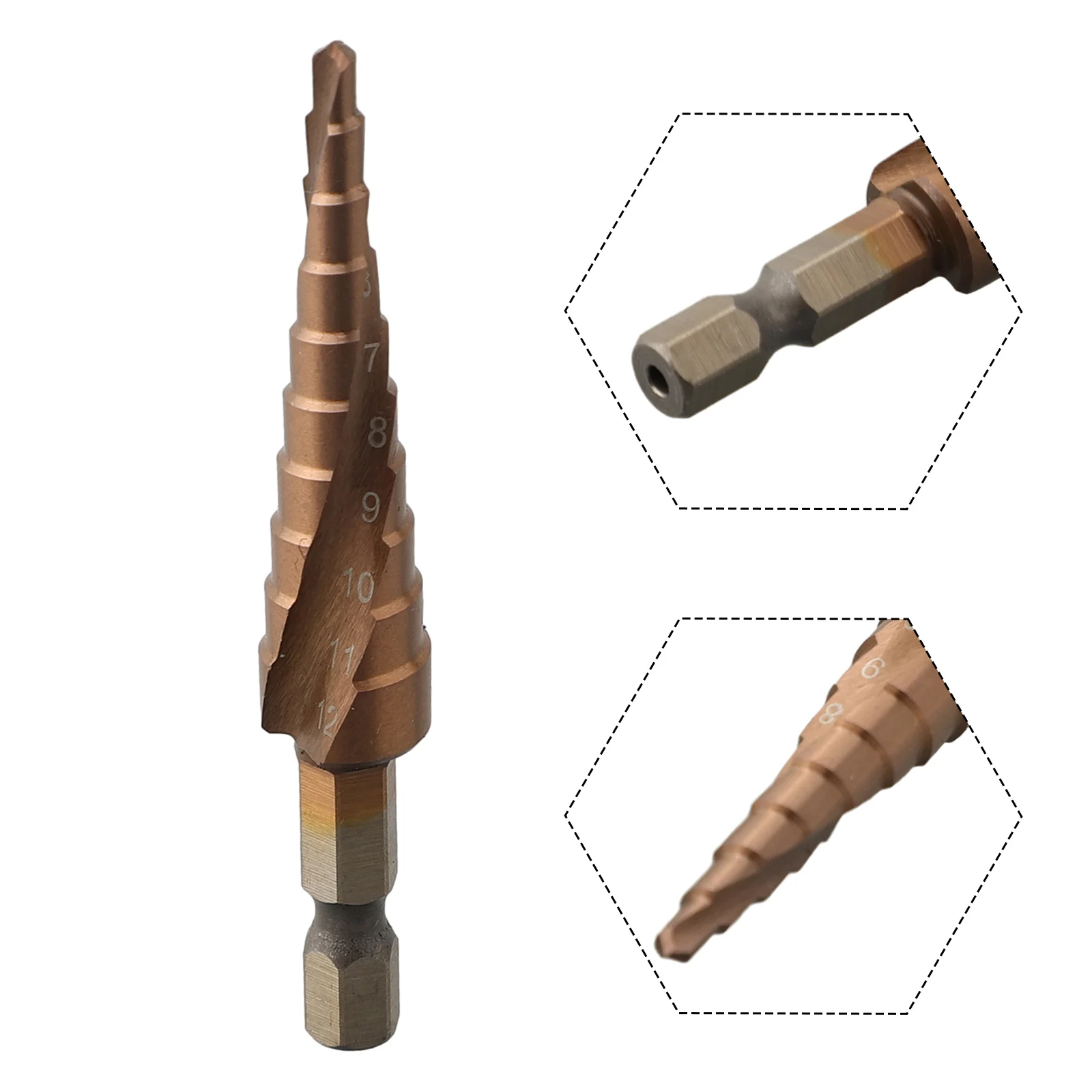 Industrial CO M35 Cobalt HSS Step Drill Bit High Speed Steel Cone Hex Shank Metal Drill Bit Tool Hole Cutter For Stainless Steel