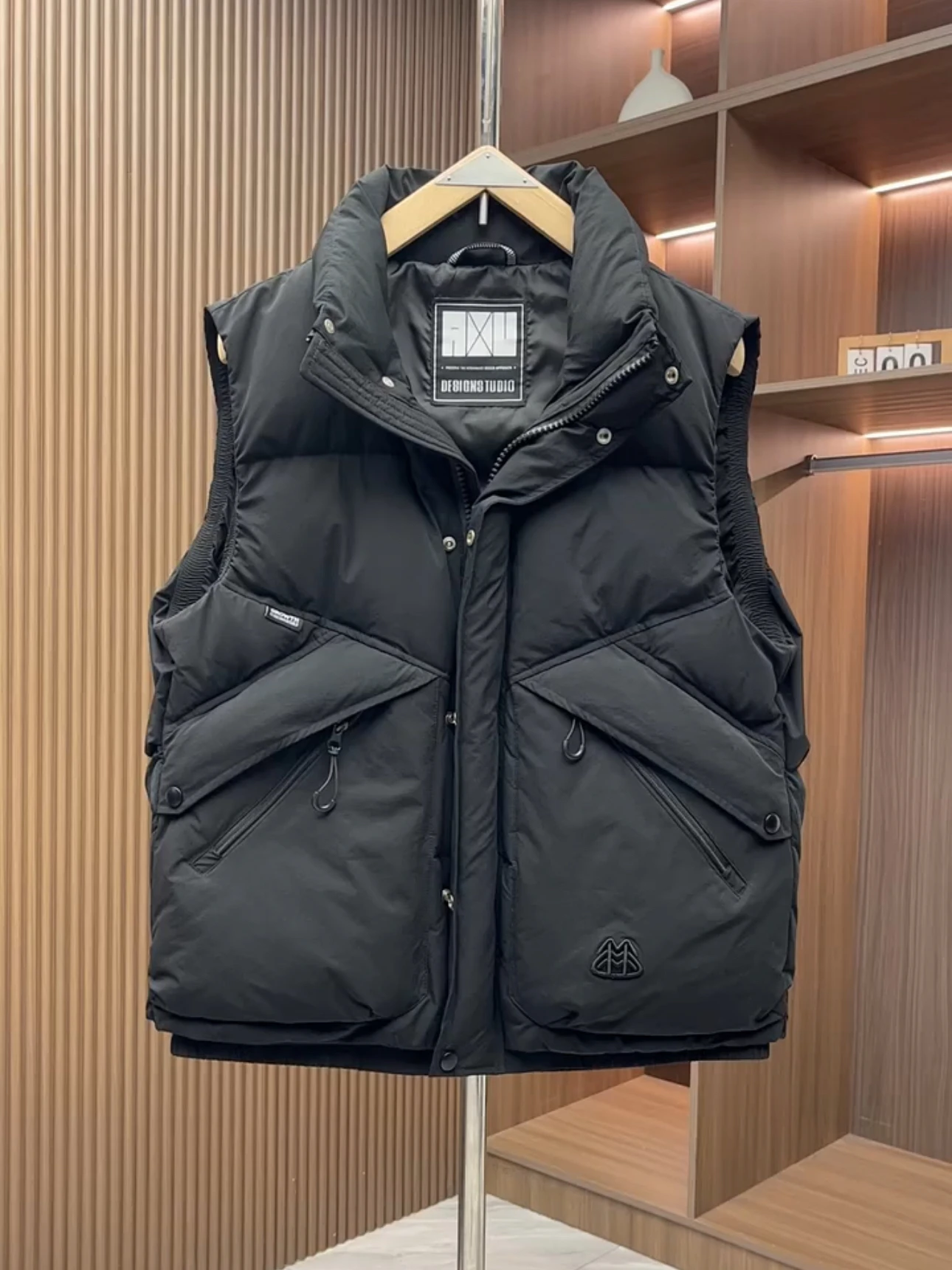 Men's Thickened Warm Cotton Vest Fashionable Trendy Workwear Cotton Lined Jacket Thickened Autumn Winter  Color Vest