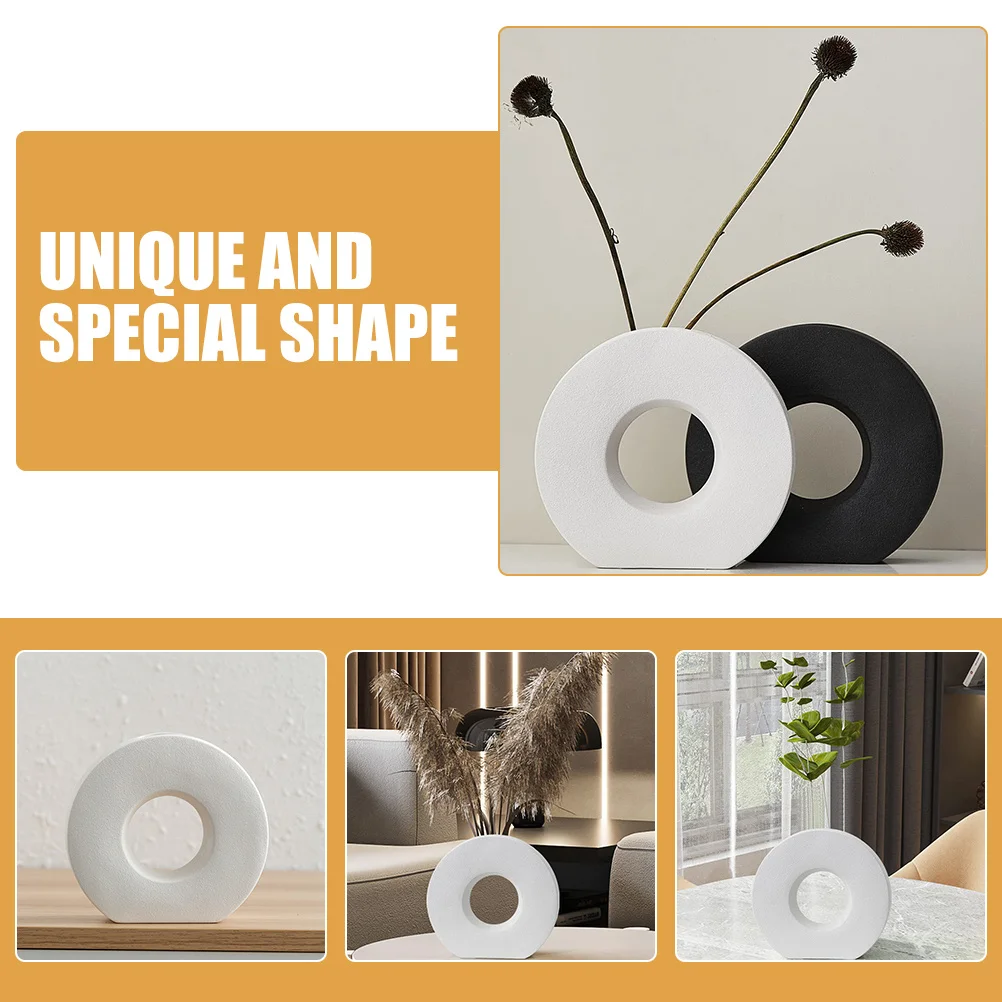 

Nordic Style Ceramic Vase Ring Shape Decorative Flower Vase Desktop Dried Floral Arrangement Modern Home Decor