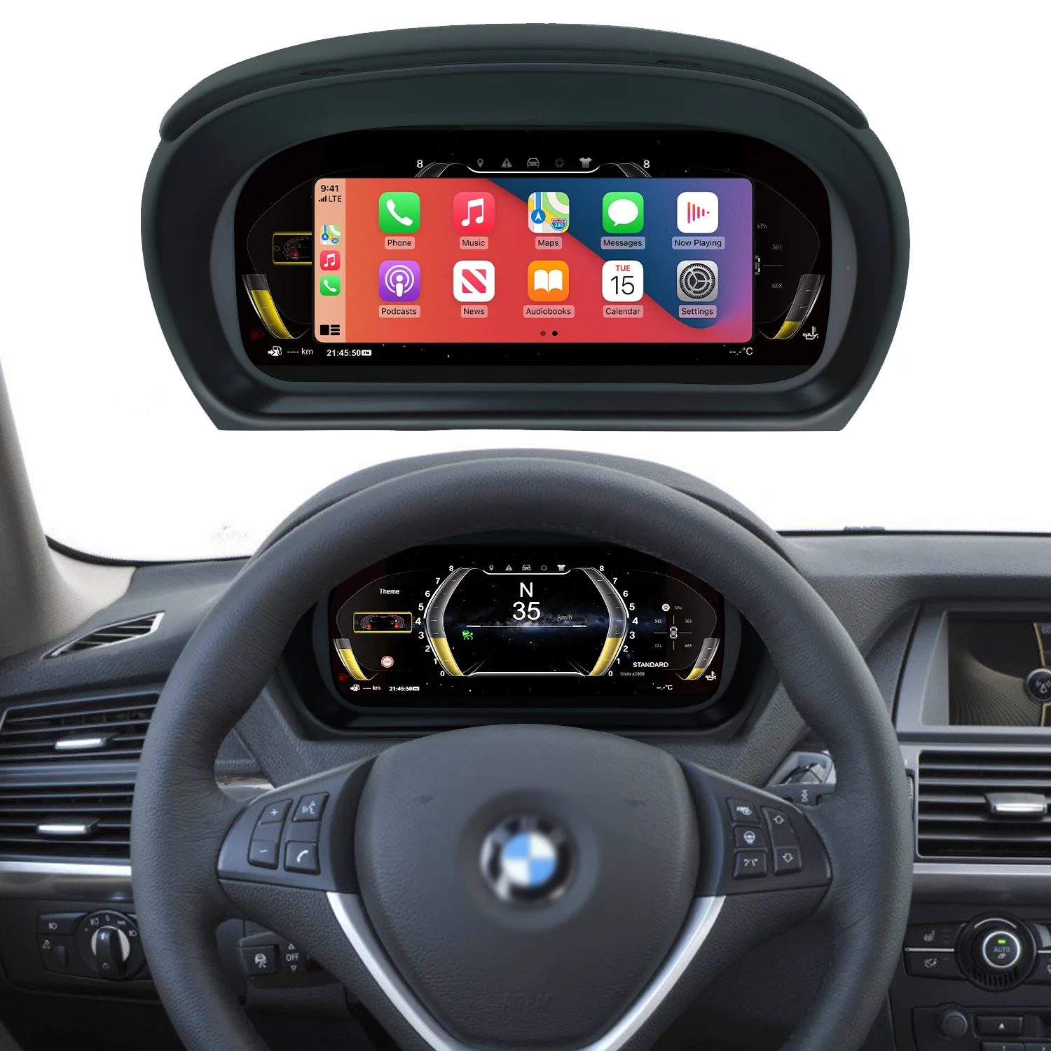 E70 E71 X5 X6 Dashboard Displayer Digital Cluster Instrument Speedometer Wireless CarPlay For E70 E71 X5 X6