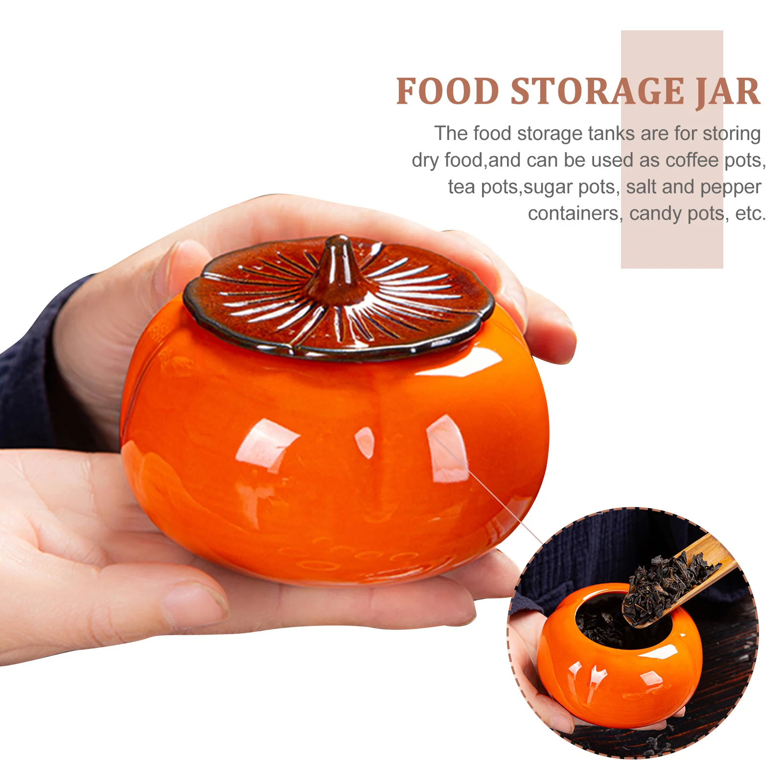 

Ceramic Storage Jar Tea Pumpkin Shaped Pot Container Accessories Dried Fruit Can Food Sealed