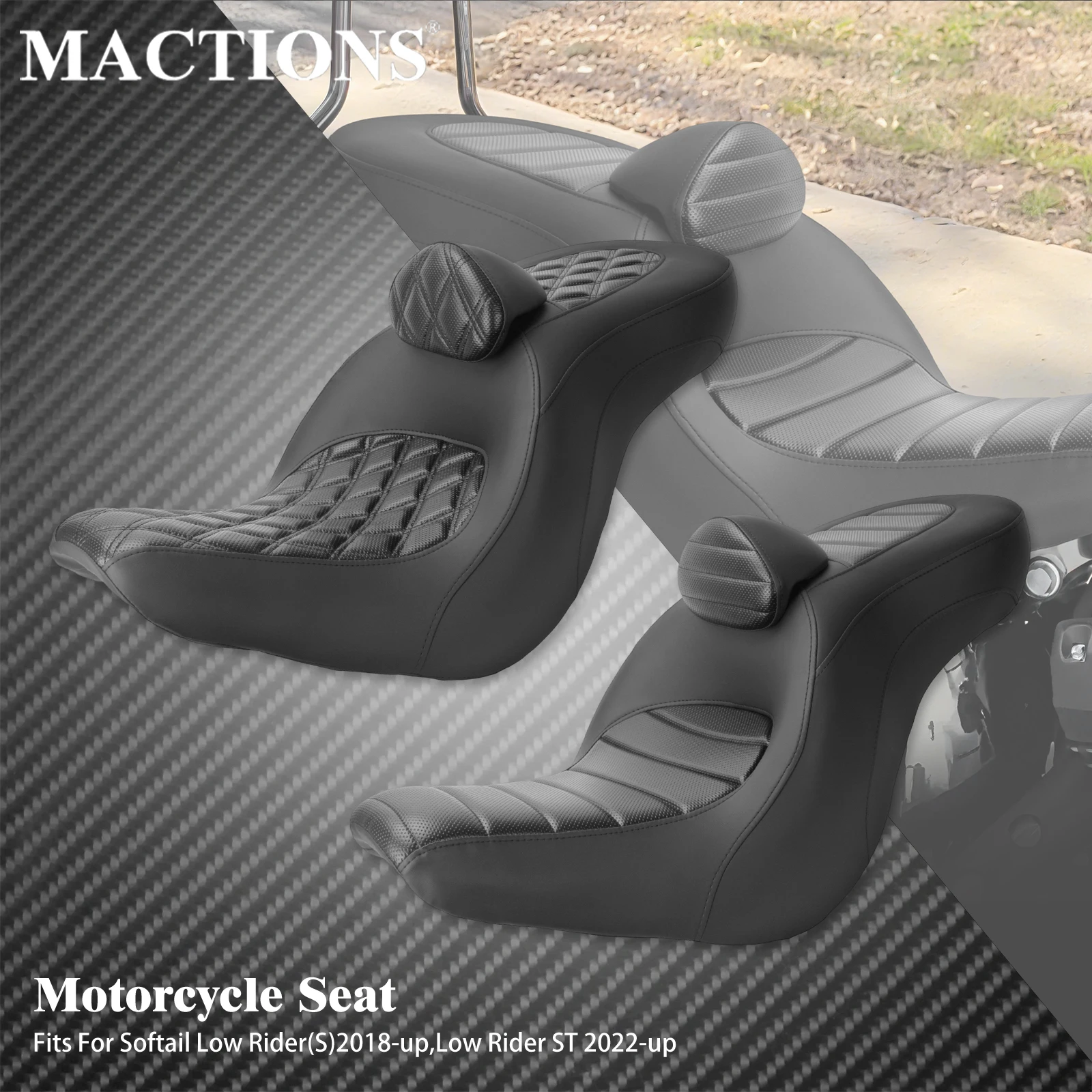 Motorcycle Driver Passenger Seats Cushion Two Up Seat With Backrest For Harley Softail Low Rider ST Sport Glide 2018-2024
