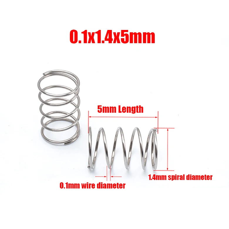 20pcs/lot 0.1x1.4x5/10/15/20/25mm 0.1mm Stainless Steel Micro Small Compression spring OD 1.4mm Repair small spring suit Wire