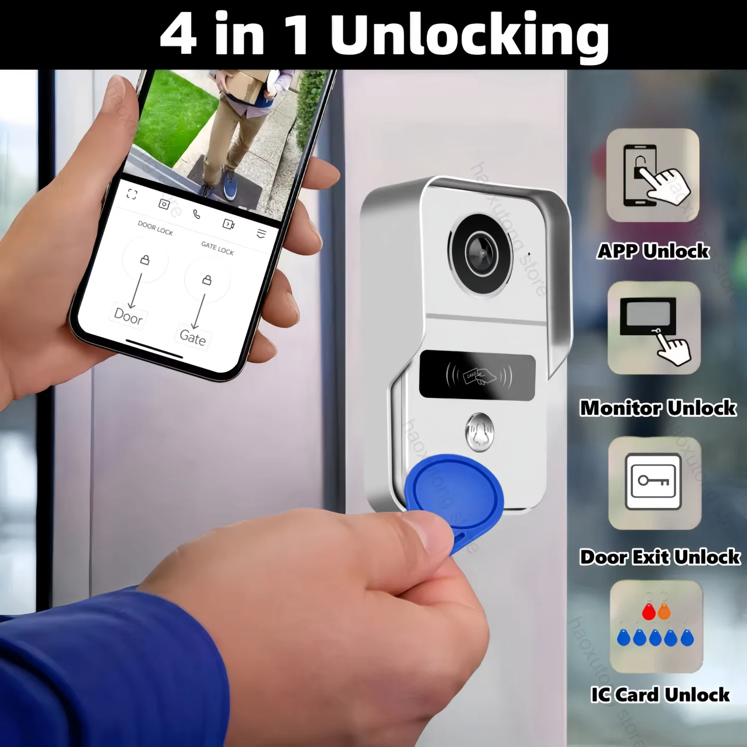 7 Inch Tuya Smart Wifi Video DoorPhone Intercom System with Electric Strike Lock 1080P Wireless Video Doorphone Intercom Doorbel