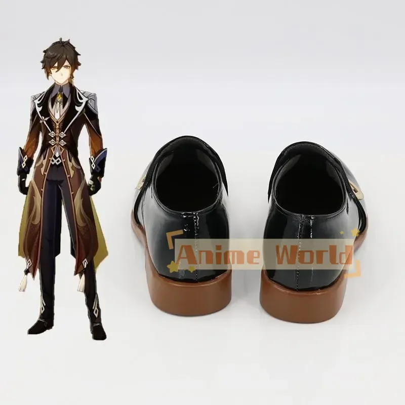 Genshin Impact Zhongli Scarpe cosplay nere Puntelli per feste di carnevale di Halloween su misura