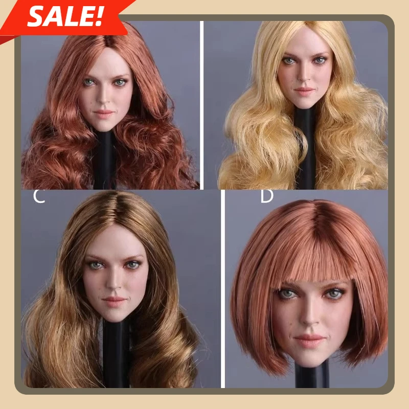 

1/6 GC009 Head Played Long Curly Hair American Stars Celebrities Female Soldier Head Sculpt Model Fit 12" Wheat Figure PH Doll