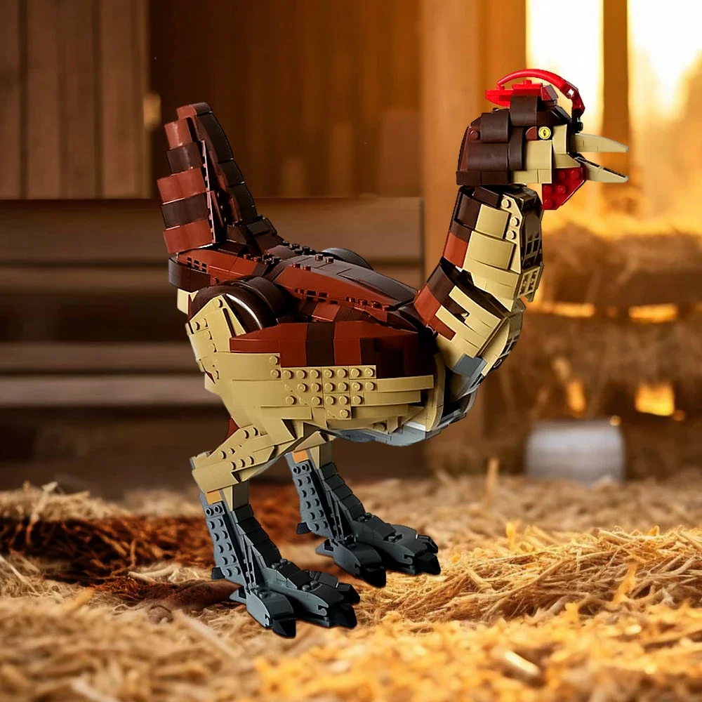 MOC kurczak indyk Model ptaka klocki filmy tyranozaur Rex Transformer kurczak montuje cegły zabawki dla prezenty dla dzieci