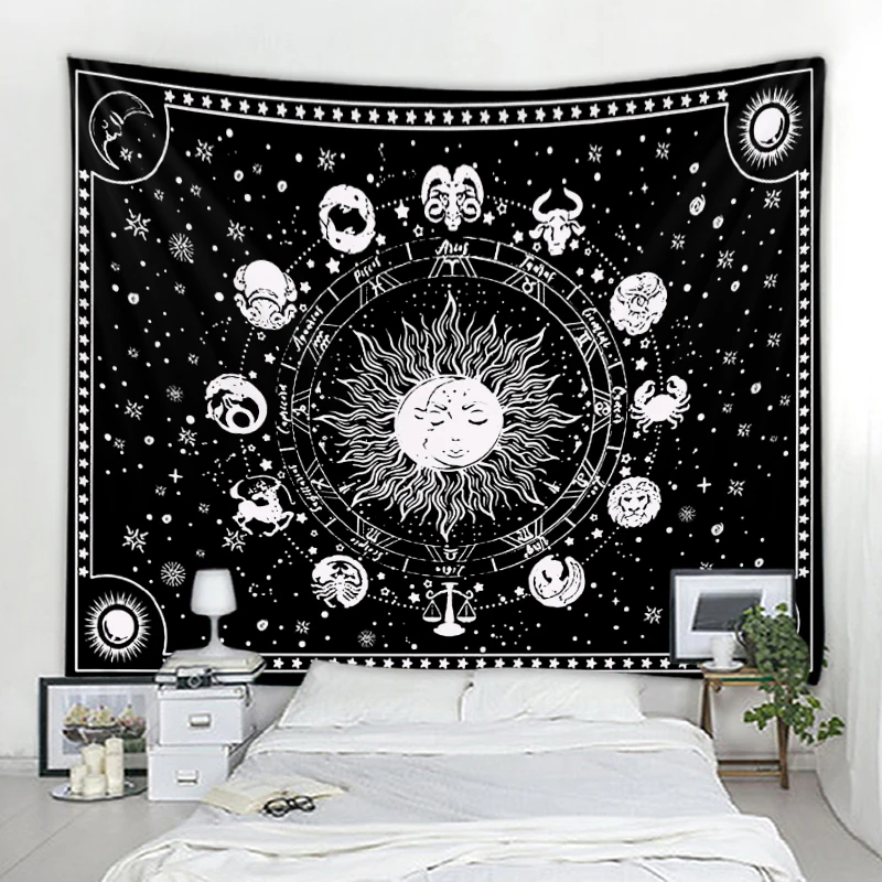 Mandala Sun Face Decoration Tapestry Tarot Divination Witchcraft   Home Background