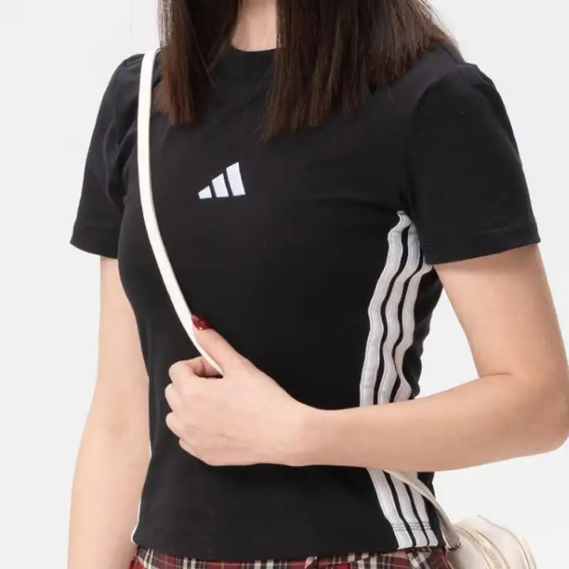 

Adidas Women's Official Summer New Slim Fit Sports Fitness Casual Short Sleeve T-shirt JC8325