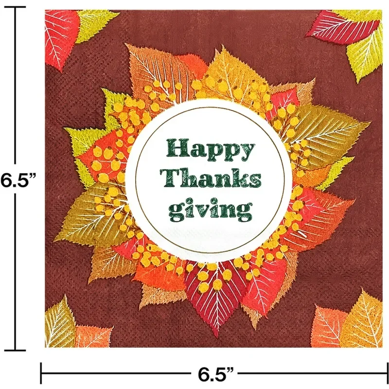 10/20 قطعة 33 سنتيمتر 2-Ply عيد الشكر عناصر الخريف مابل ليف الفاكهة سعيد الشكر المناديل الملونة ورقة المفارش