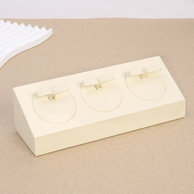 3 Slots Velvet Jewelry Display Stand, Necklace Earring Ring Holder, Jewelry Organizer for Home Retail Jewelry Packaging Display image 3