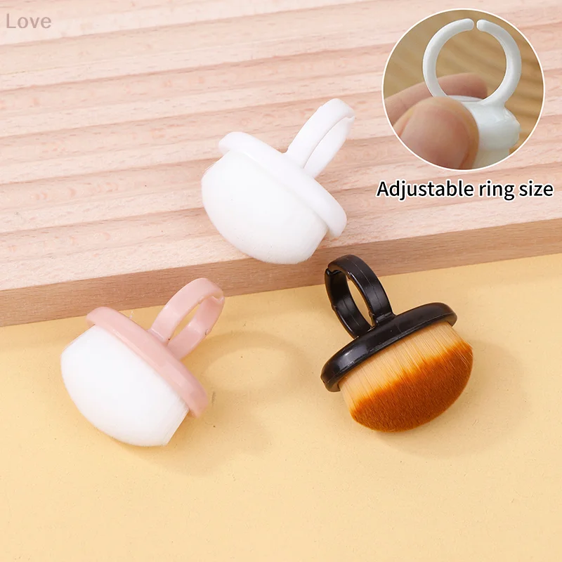 [L&P] فرشاة غبار لفن الأظافر، فرشاة بإبزيم، جل بيضاوي لتنظيف الغبار، فرشاة مكياج على شكل حلقة، أدوات مانيكير