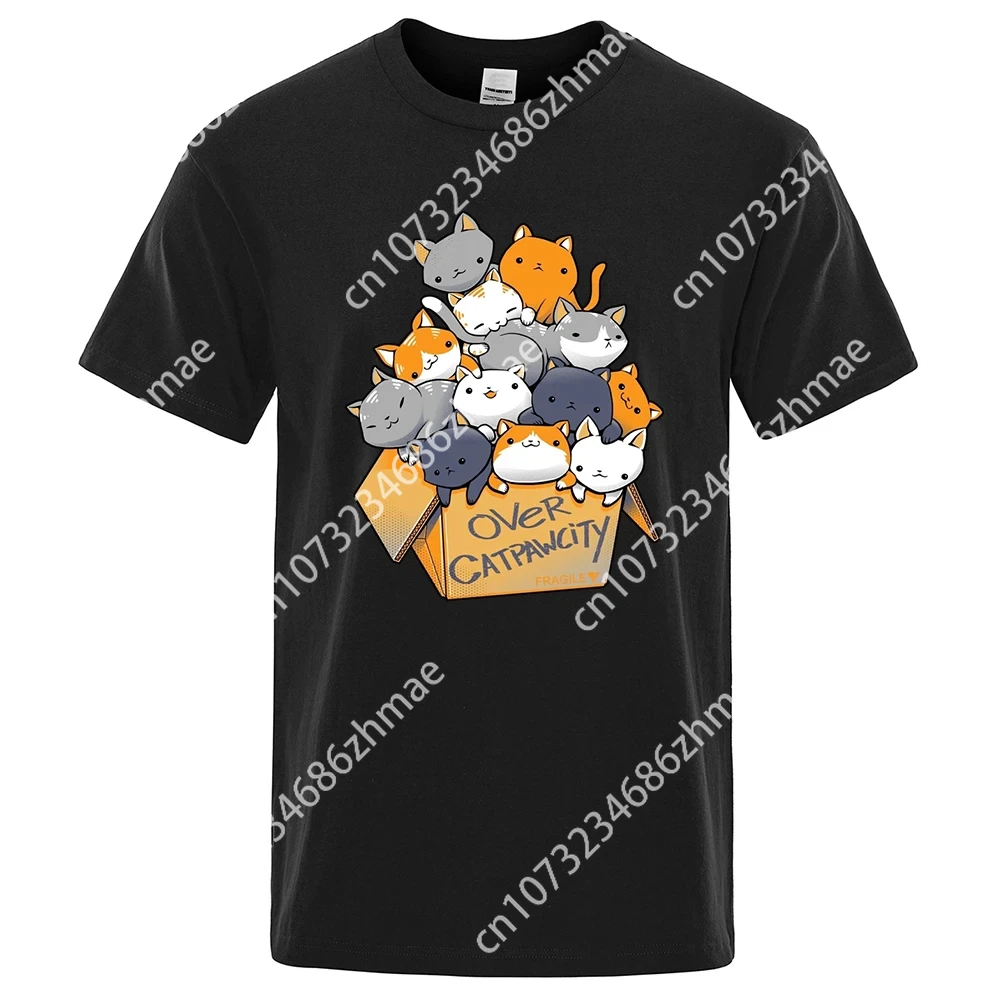 Many Cats Gathered in Personality Print T Shirts Men Oversize Casual Tee Clothes Sweat Summer Cotton T Shirt Short Sleeve 80318