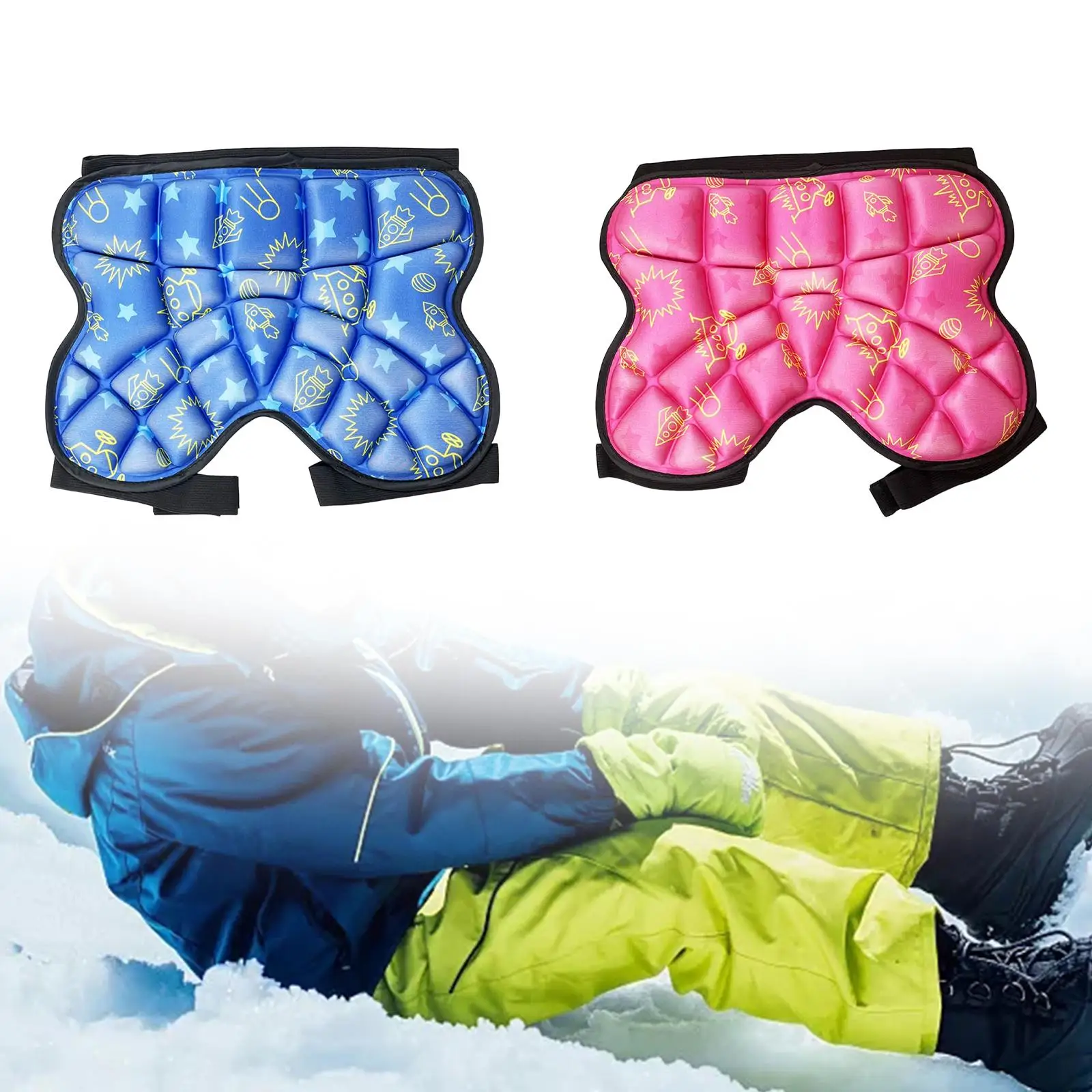 Kids Sponge Skid Hip Pad Butt Pads Ski Protective Hip Pad Padded Knee Pad Shorts Adjustable for Skateboard Snowboarding