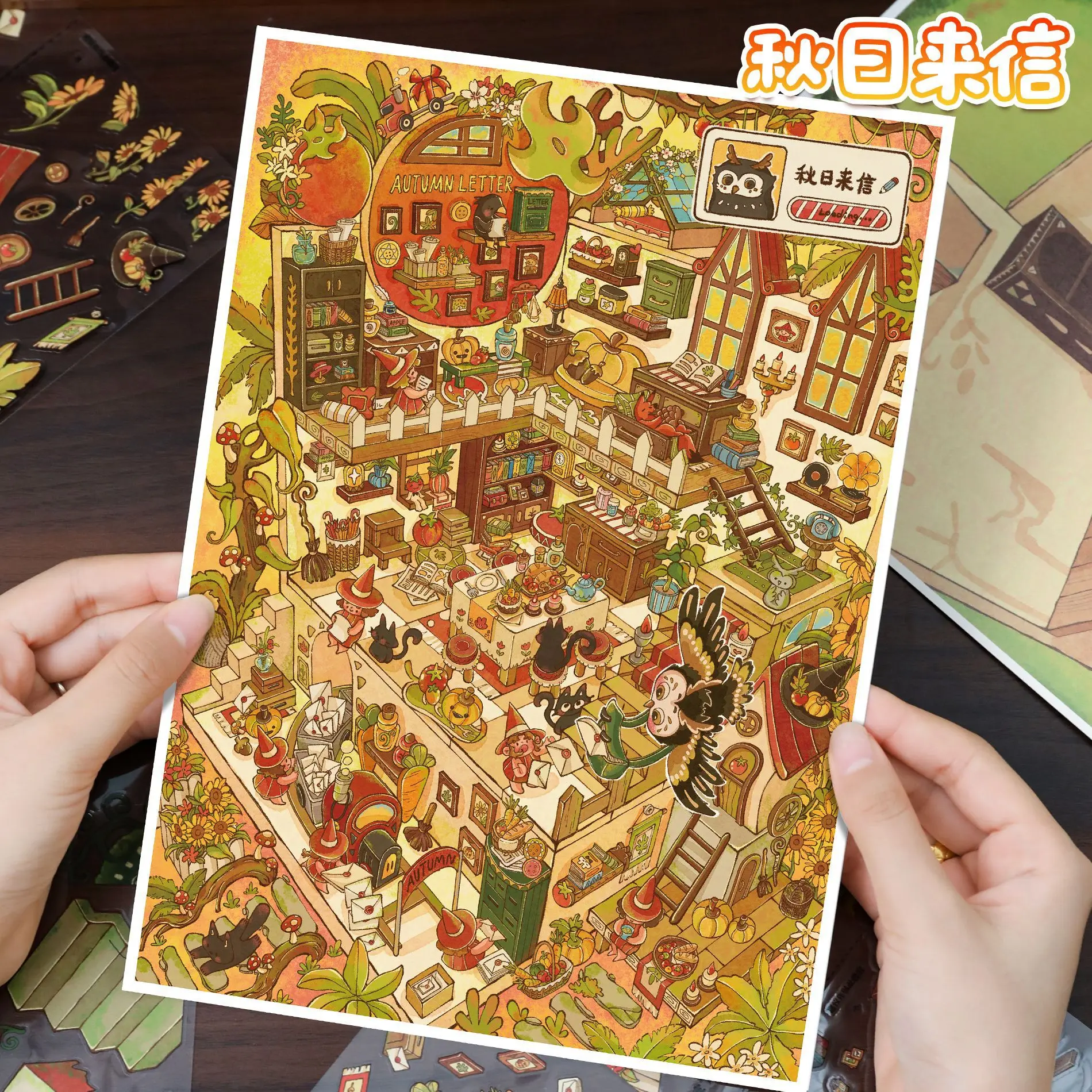 Kawaii Western Fantasy World 3D Adventure Squad Landscape Sticker DIY Pocket Cabin Scene festival gift