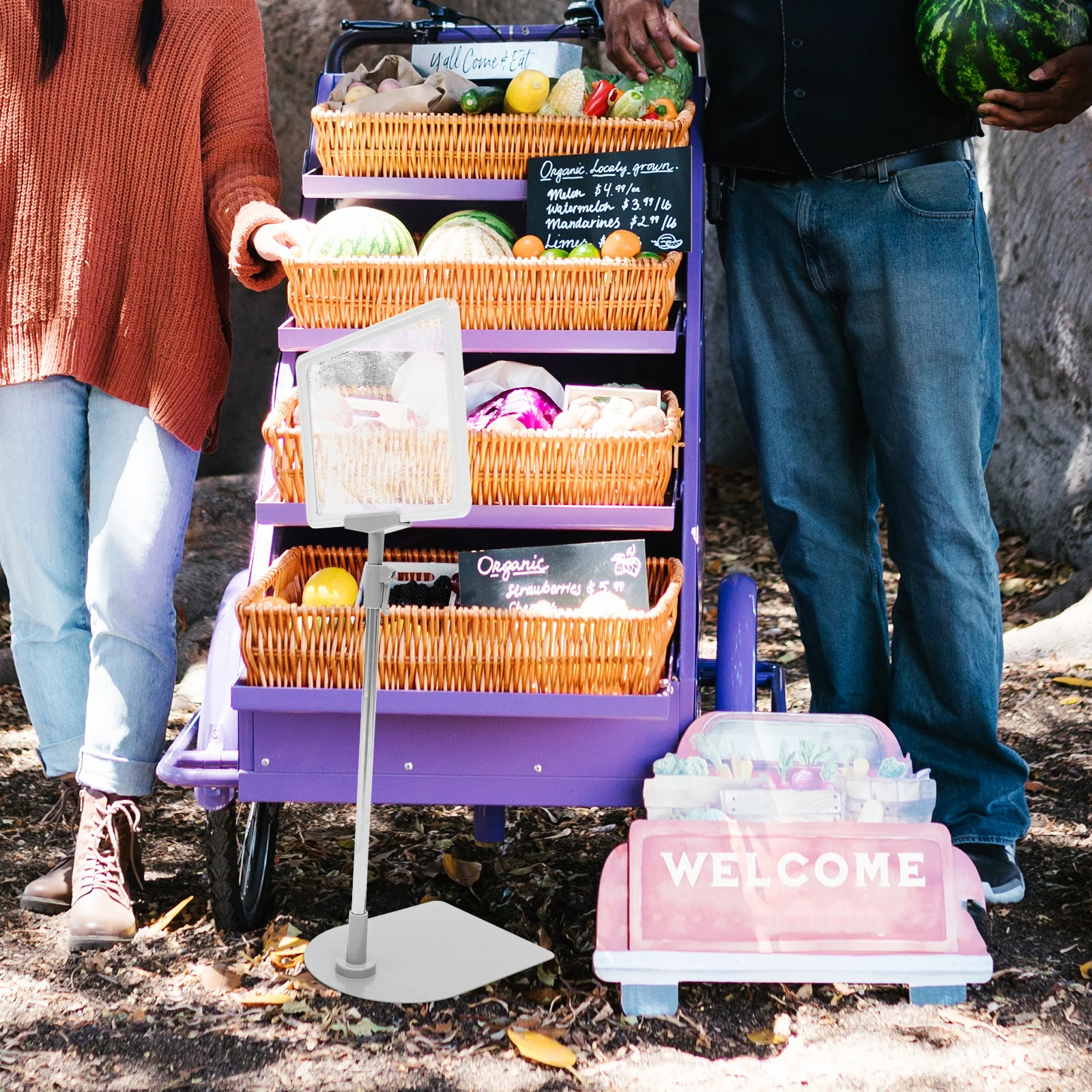

Price Display Holder A5 Stainless Steel Plastic Price Tag Stand for Supermarket Store Shop Fruit Vegetable Display Sign