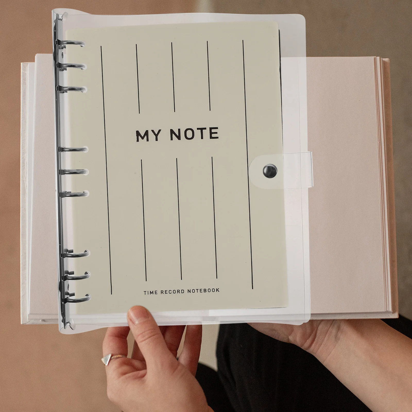 

Clear Plastic Binder Covers Notebook Shell 9 Ring Refillable Planner B5 Size PVC Cute School Office Supplies Loose Leaf