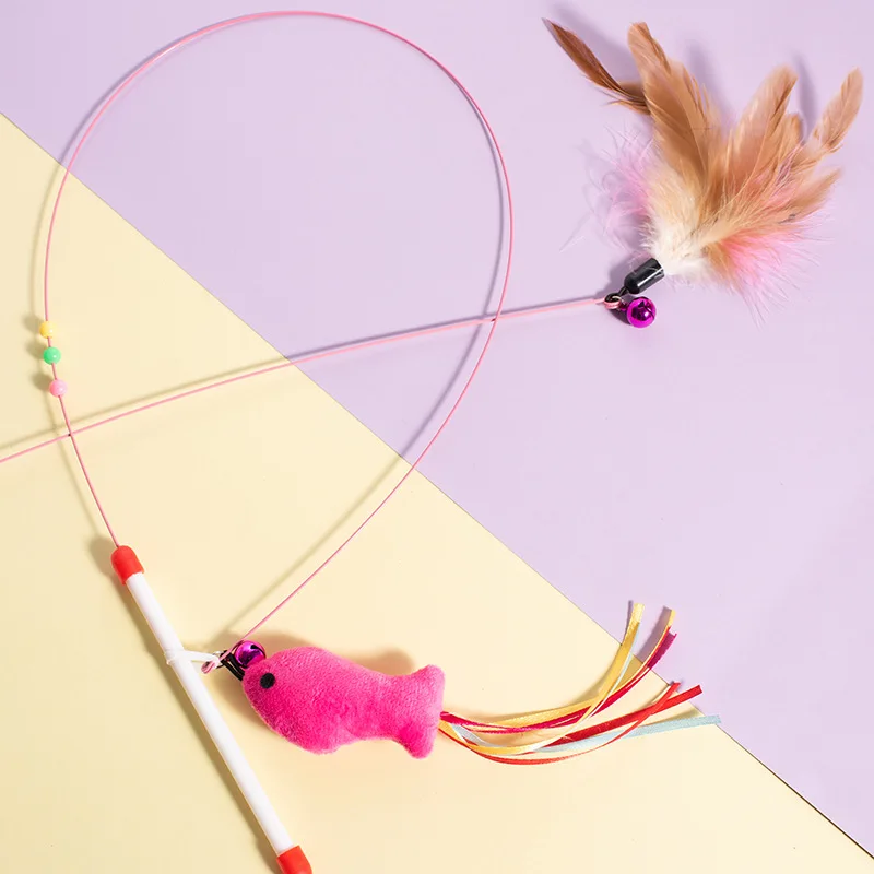 

2 Pack Interactive Cat Toys Cat Stick Playing Kitten Playing Teaser Wand Toy Feather Wand Pet Supplies
