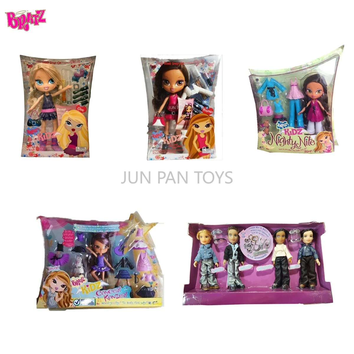 MGA Bratz Kidz Cloe Yasmin Nighty Nite concierto Lil Boyz muñeca de estilo nocturno figura de acción de moda modelo coleccionable juguete para niños