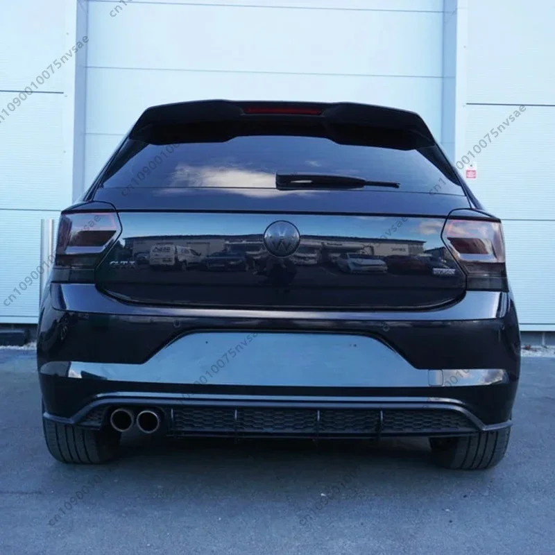 For Volkswagen Polo MK6 GTI R Line AW 2017-2021 Gloss Black Rear Valance Blade Fin Diffuser Spoiler Splitter Body Kit Tuning