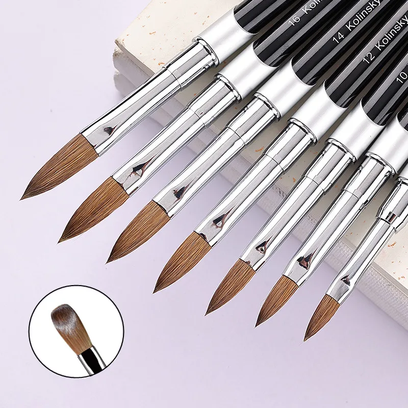 1PC Nail Brush Kolinsky Sable Acrylic Brush UV Gel Carving Pen Brush Liquid Powder DIY Nail Drawing