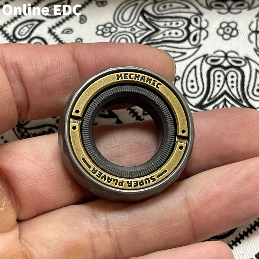 Tweedehands LAUTIE Monteur-A Ring Spinner Wolfraam Messing Fidget Spinner Ring Spinner Fidget Speelgoed Voor Volwassenen