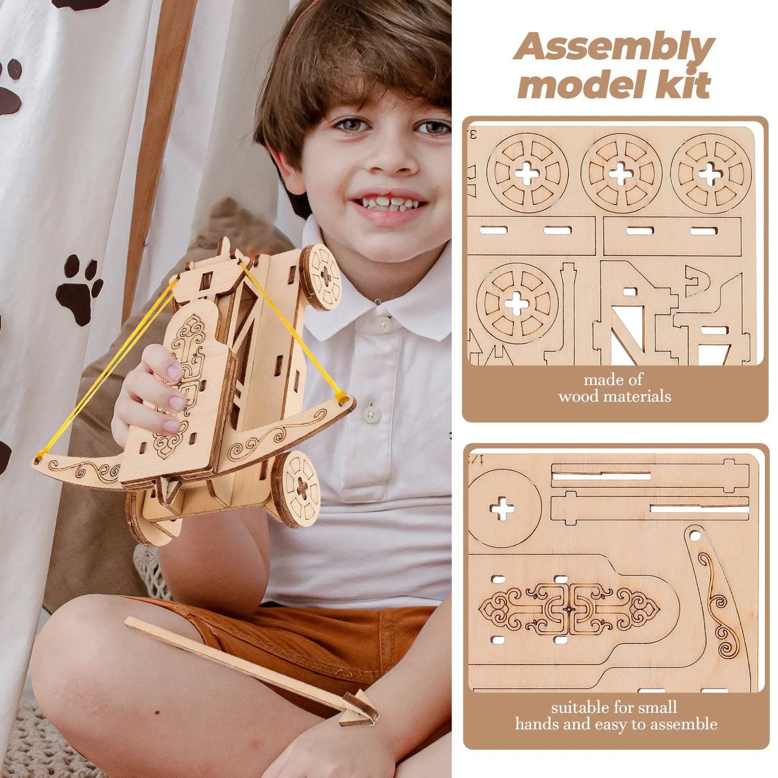 

1Set DIY Wooden Catapult Chariot Educational Assembly Plaything Science Experiment Learning Kit for Students DIY Science