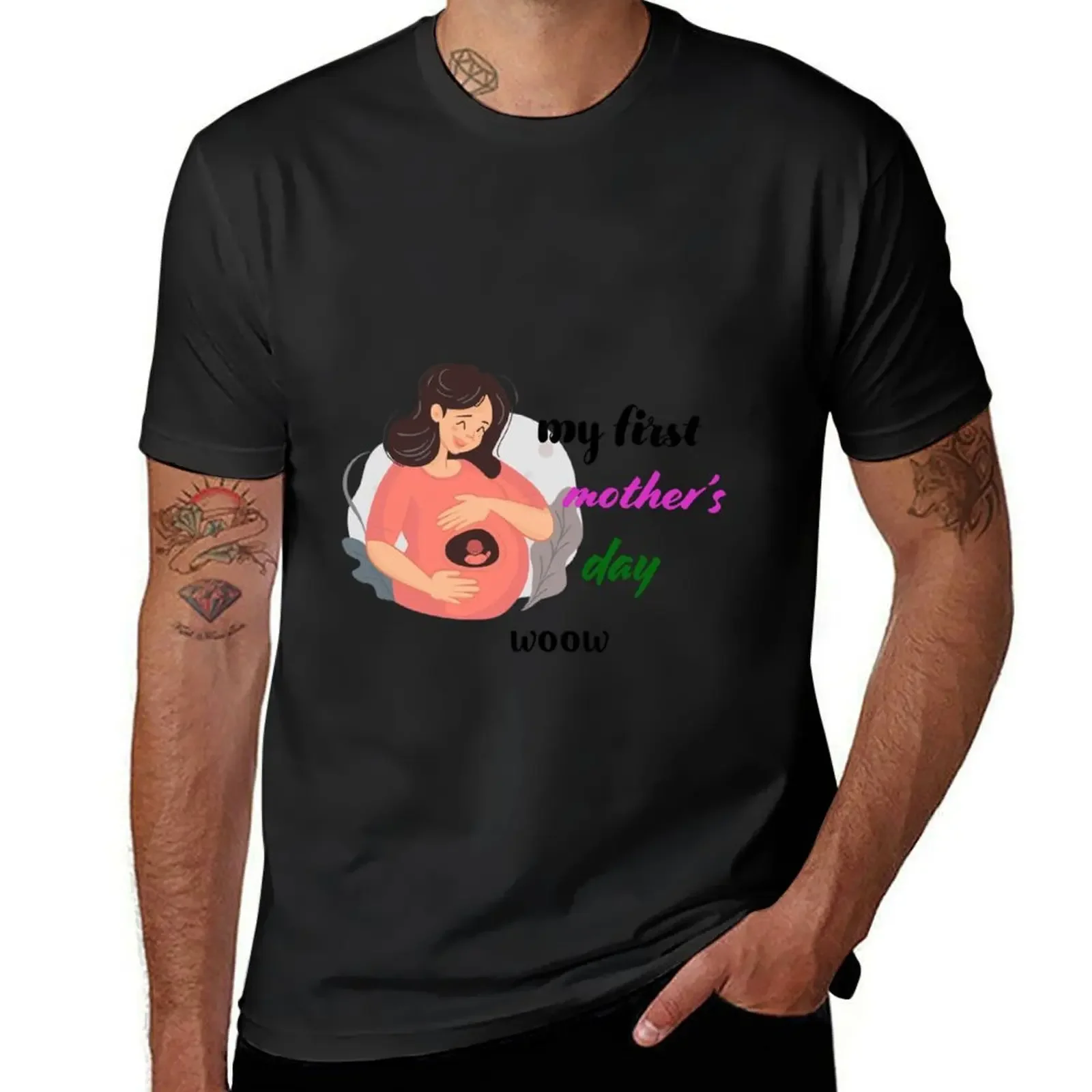 

First Mothers Day woow T-Shirt aesthetic clothes summer top customs design your own T-shirts for men cotton