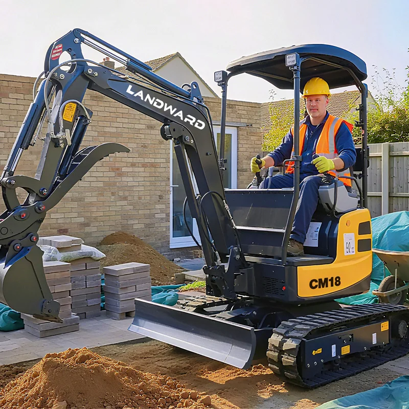 Excavator Mini Multifungsi Hidrolik Crawler LANDWARD 1.8 Ton dengan Kabin, Mesin Yanmar Eropa Bersertifikasi CE, Excavator Custom