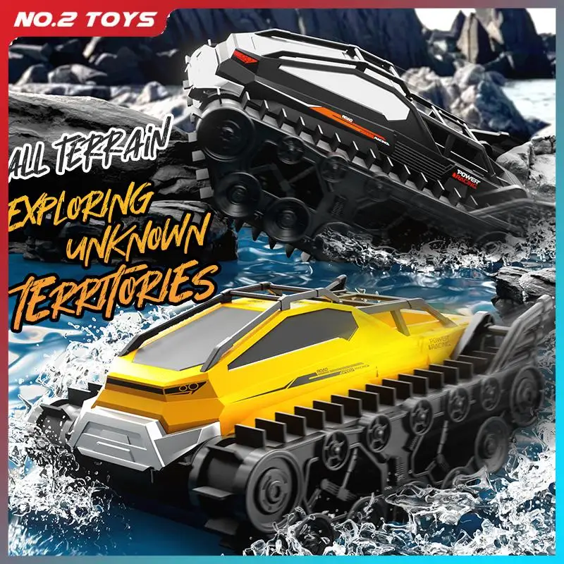 Remote Control Amphibious Tank Vehicle Car All Terrain Tracked Armored Tanks 2IN1 Land and Water RC Tank Toys for Children Gift