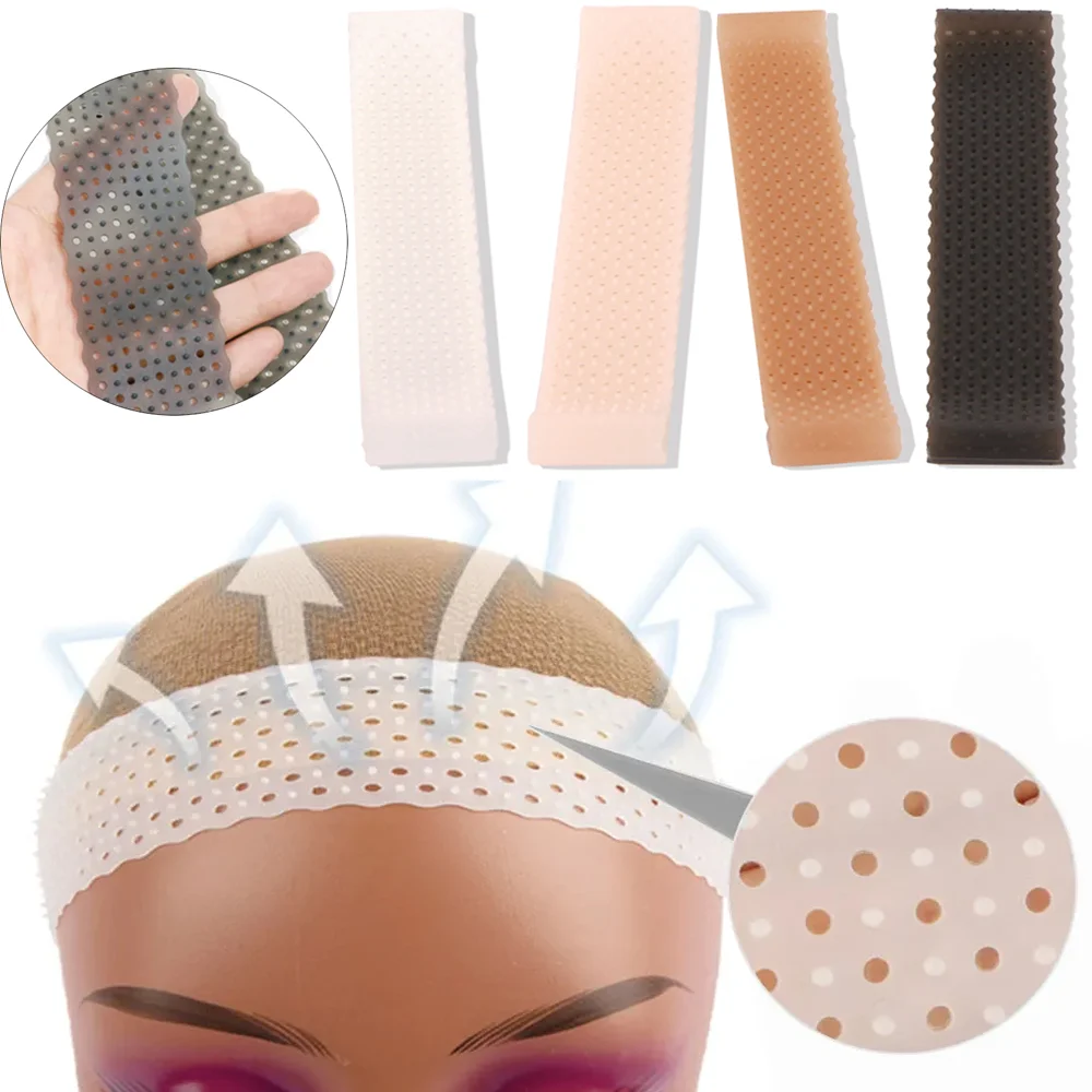 Hairbands respiráveis antiderrapantes para homens e mulheres, faixa de peruca de silicone, aperto elástico, faixa de fusão, macia, 4 cores, nude, perucas Acessórios